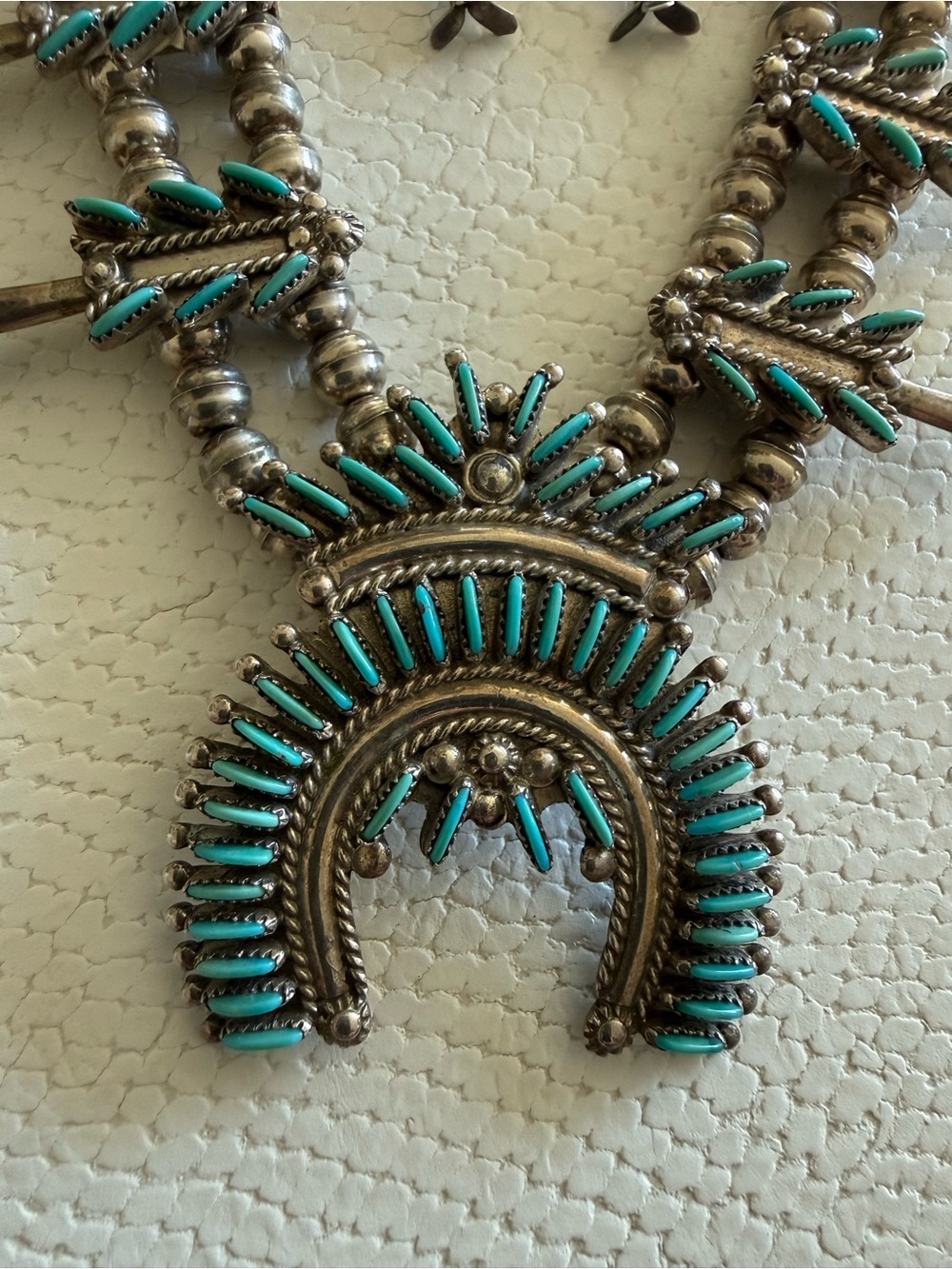 Zuni Vintage Squash Blossom and Earring Set